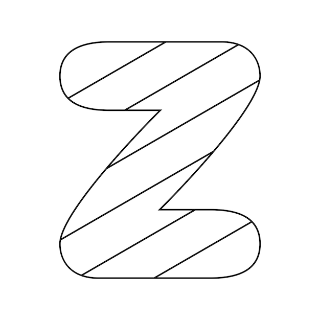 Vector coloring page with letter z for kids