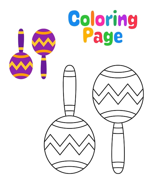 Pagina da colorare con maracas per bambini