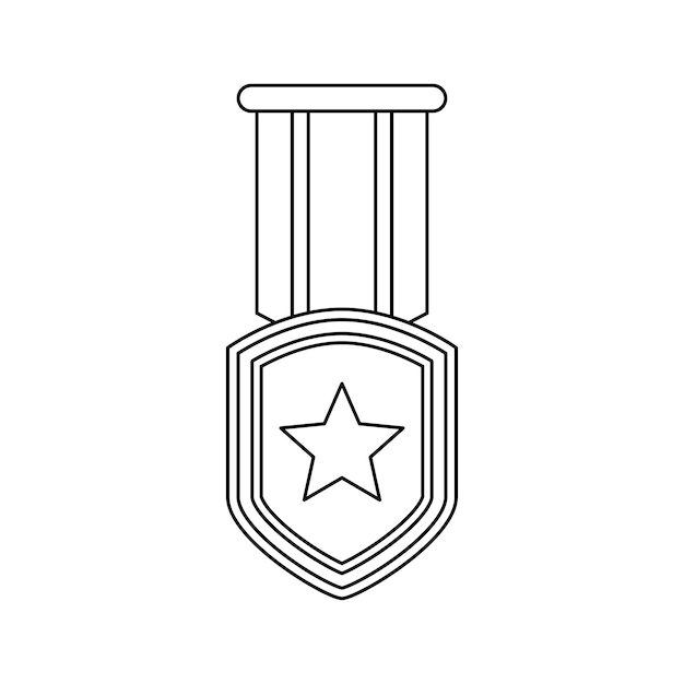 Coloring page with Medal for kids