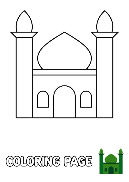 Coloring page with Mosque for kids