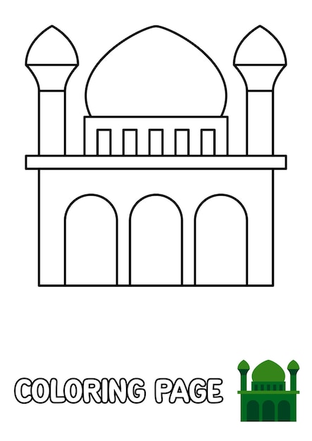 Coloring page with Mosque for kids