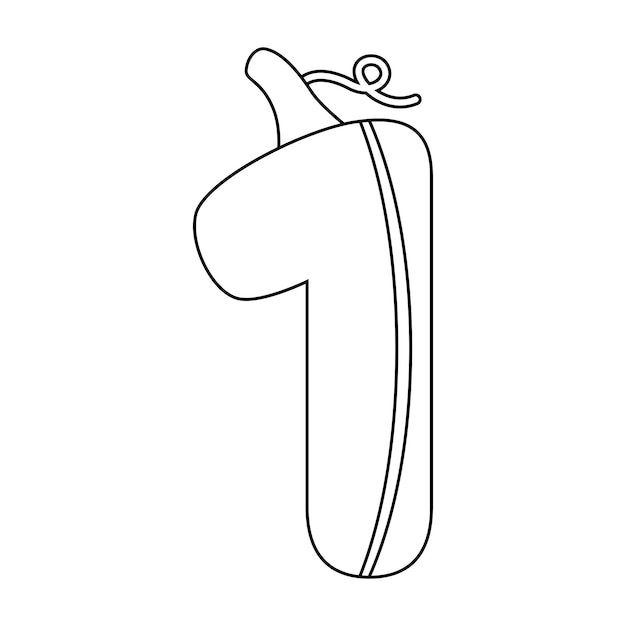 Coloring page with number 1 for kids