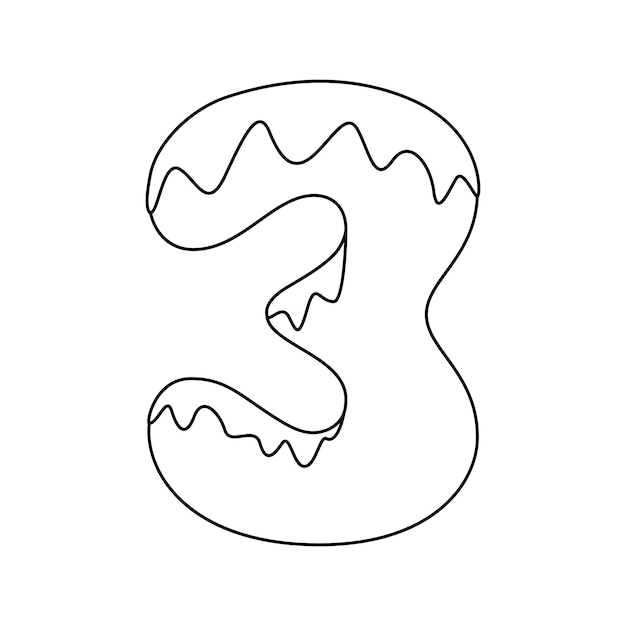 Coloring page with Number 3 for kids