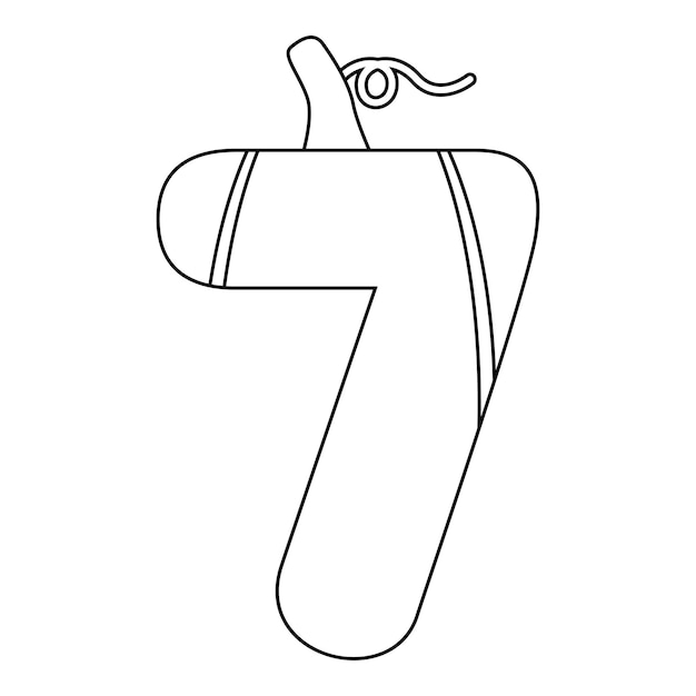 Vector coloring page with number 7 for kids