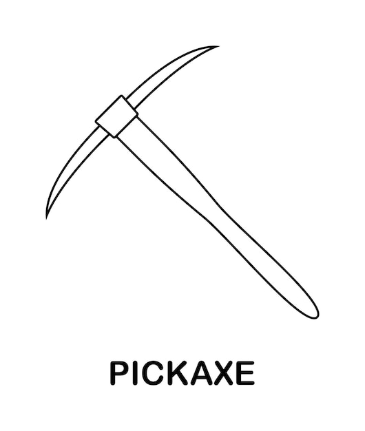 Coloring page with pickaxe brush for kids