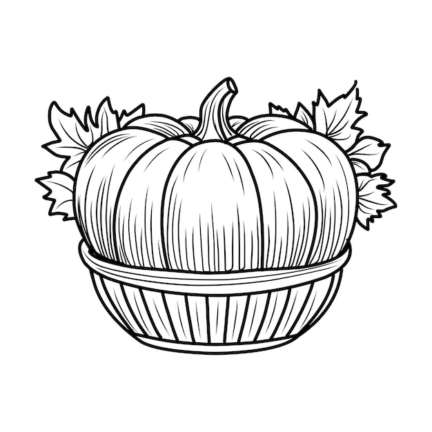 Coloring page with pumpkins and sunflowers Autumn composition for coloring