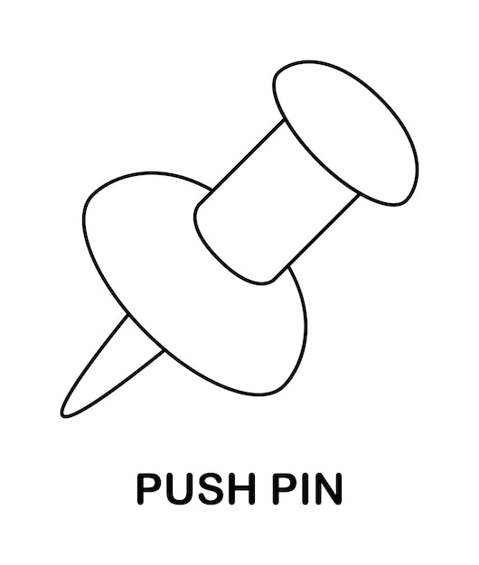 Coloring page with Push Pin for kids