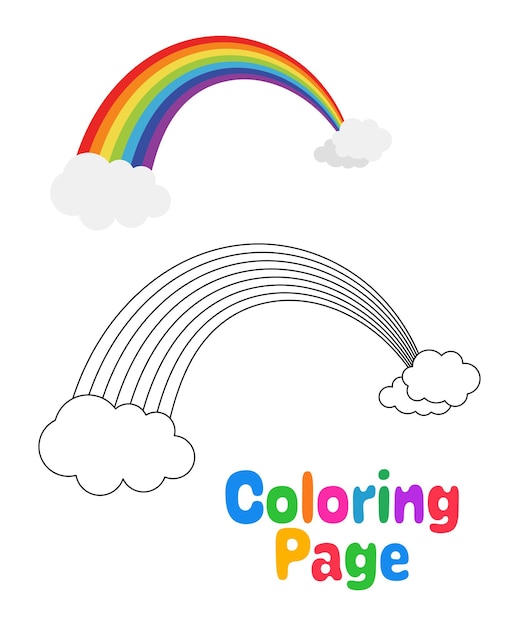 Coloring page with Rainbow for kids