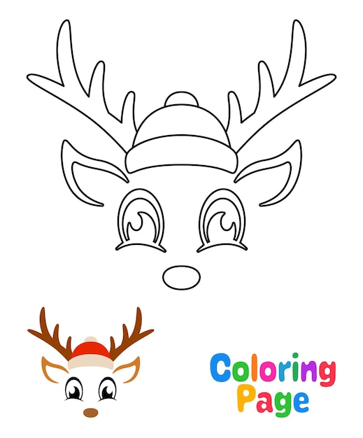 Coloring page with Reindeer Face for kids