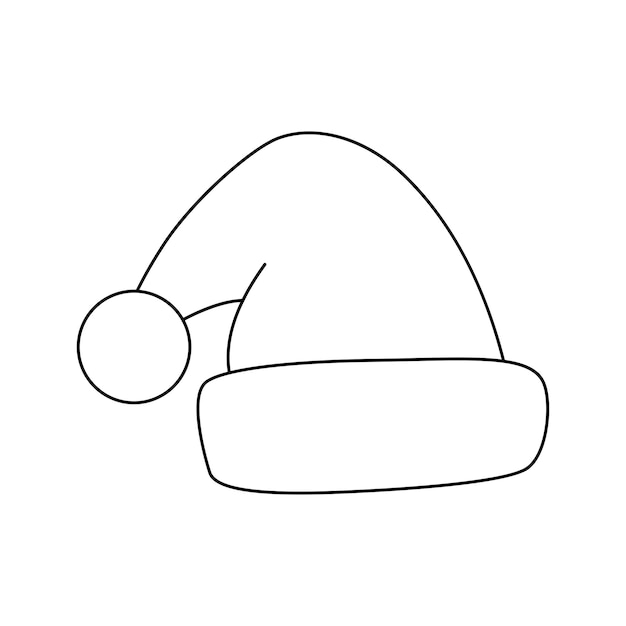 Vector coloring page with santa hat for kids