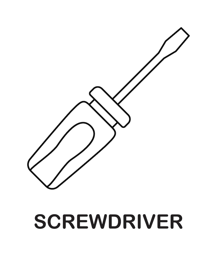 Vector coloring page with screwdriver for kids