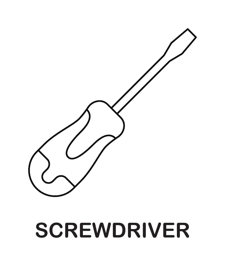 Vector coloring page with screwdriver for kids