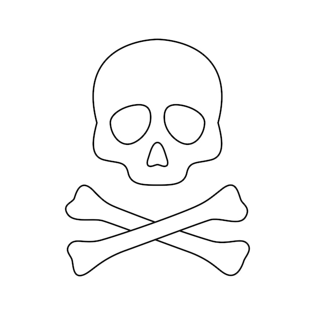 Vector coloring page with skull and crossbones for kids