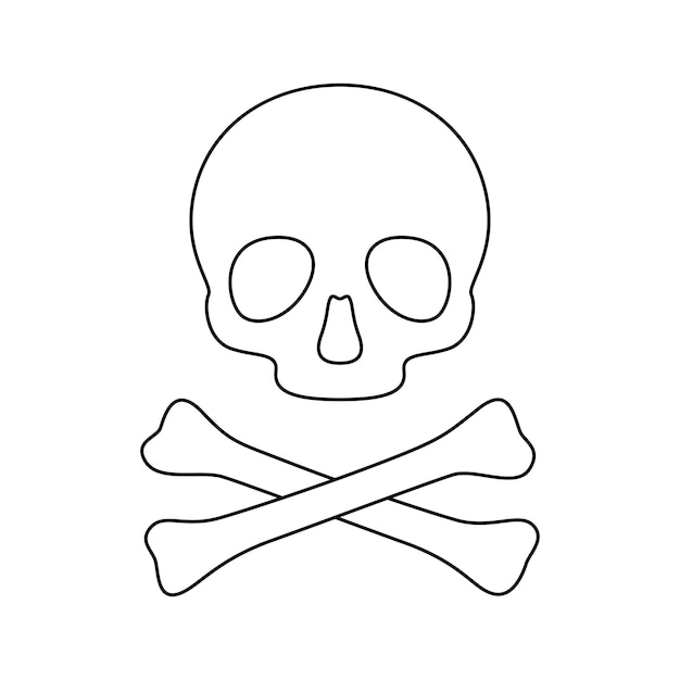 Vector coloring page with skull and crossbones for kids