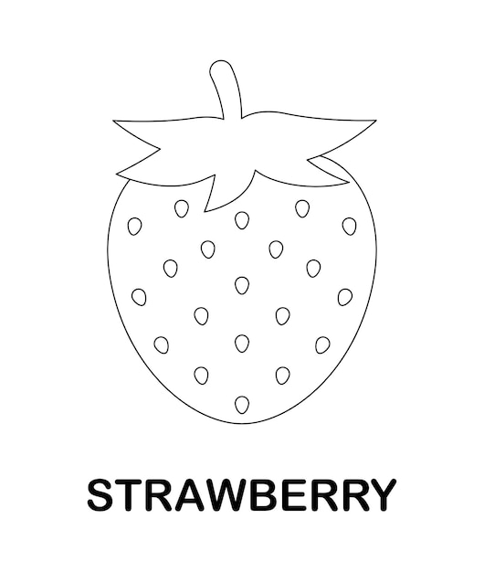 Coloring page with strawberry for kids