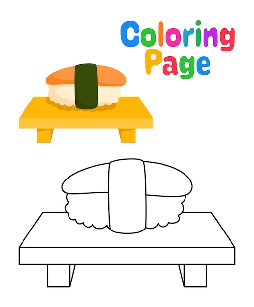 Coloring page with Sushi for kids