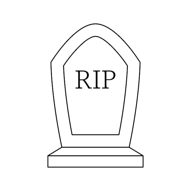 Vector coloring page with tombstone for kids