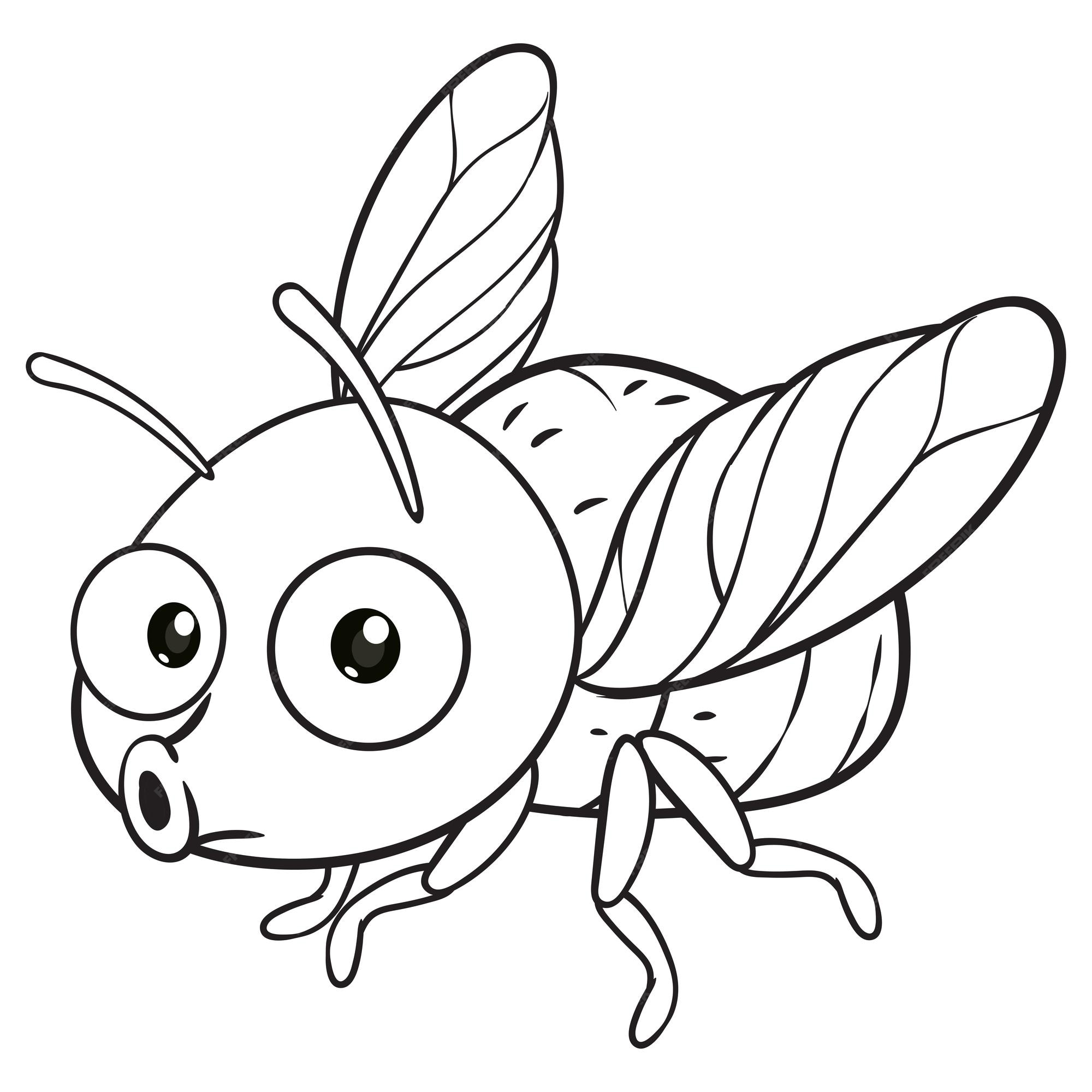 Premium Vector | Coloring pages or books for kids cute fly cartoon isolated on black and white Premium Vector | Coloring pages or books for kids cute fly cartoon isolated on black and white