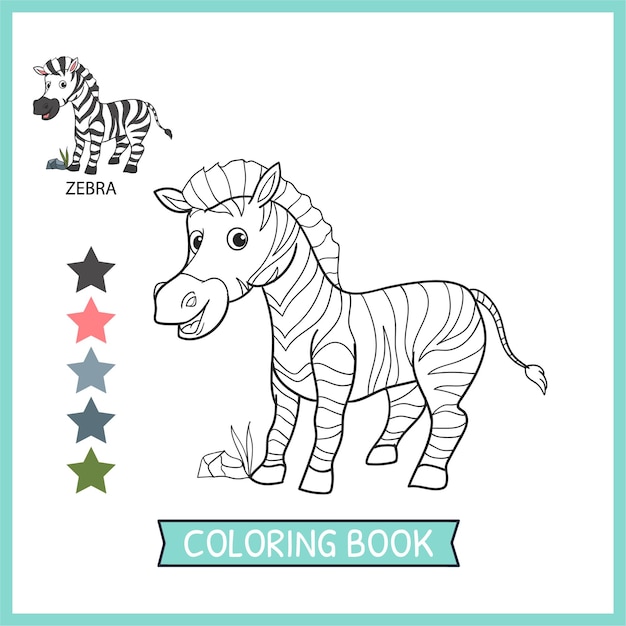 Coloring pages or books for kids cute zebra illustration