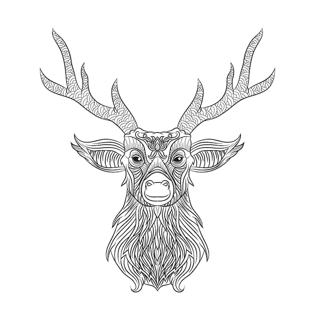 Coloring pages Cute beautiful deer head coloring book