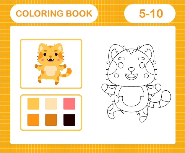 5세와 10세 어린이를 위한 귀여운 고양이 교육 게임의 색칠 공부 페이지