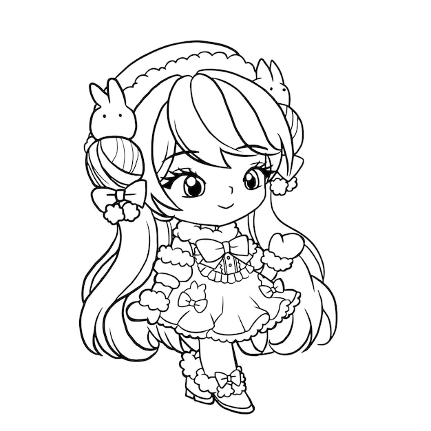 Premium AI Image  kawaii cartoon characters color this a cute coloring page