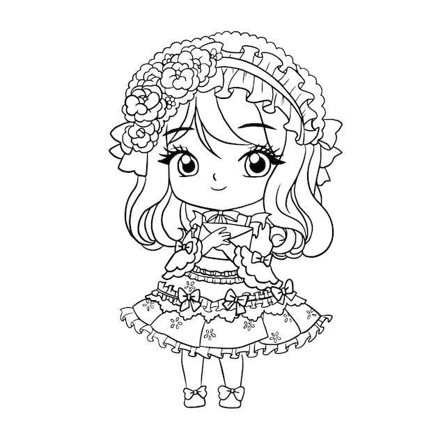 Free Cute Anime Girl Coloring Page  Coloring Page Printables  Kidadl