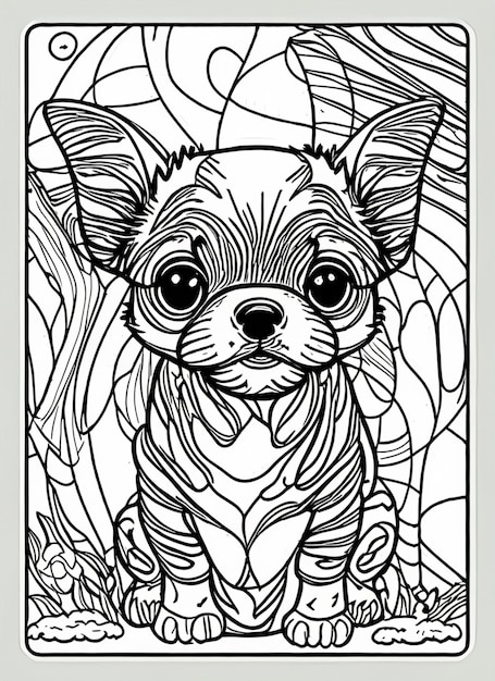 Vector coloring pages dog 8