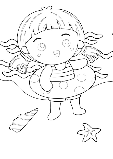 Coloring pages for kids a4 page beach theme