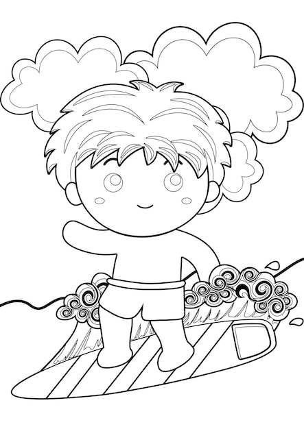 Coloring Pages for Kids A4 page Beach Theme