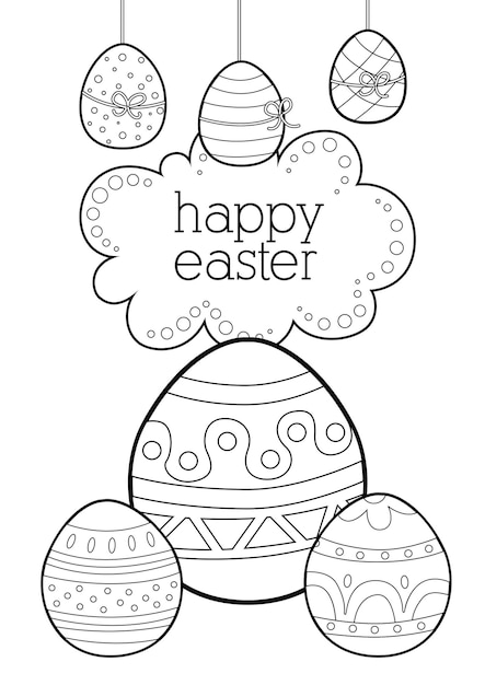 Coloring Pages for Kids A4 page Easter Bunny Theme