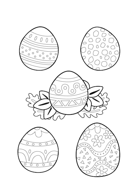 Coloring pages for kids a4 page easter eggs easter bunny theme