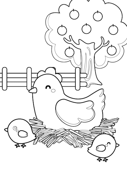 Coloring Pages for Kids A4 page Farm Animal Theme