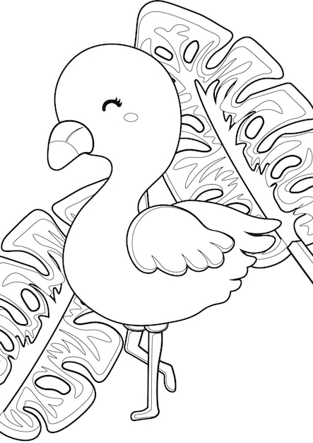 Coloring Pages for Kids A4 page Flamingo Theme