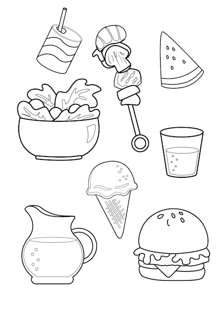 healthy food coloring pages for preschool