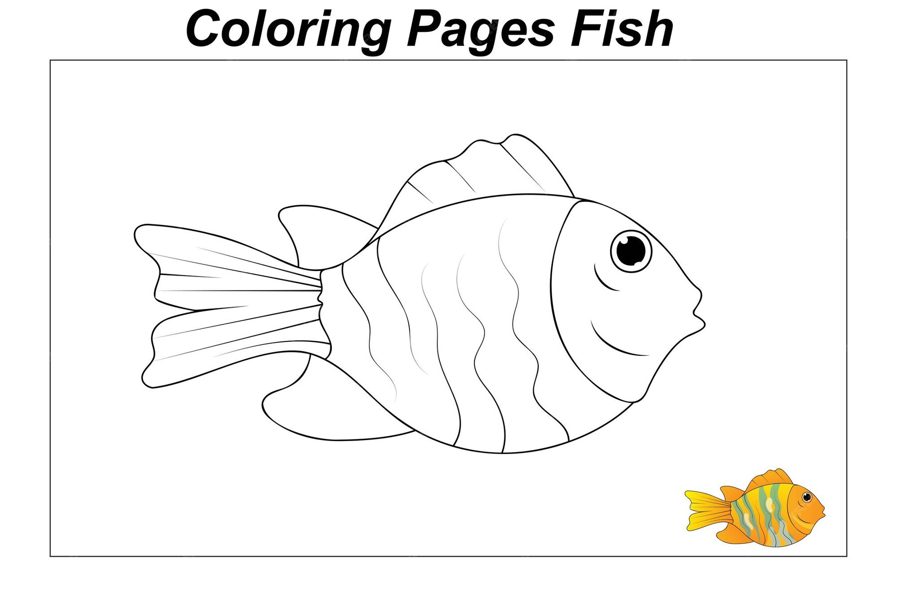 Premium Vector | Coloring pages marine fish underwater illustration in