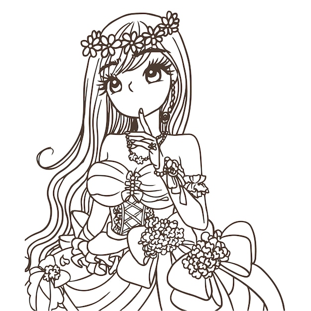 coloring pages princesses cartoon lines girls illustrations