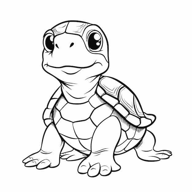 Coloring pages turtle in black and white coloring Animals Little cute turtle