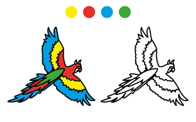 coloring picture of funny parrot vector illustration