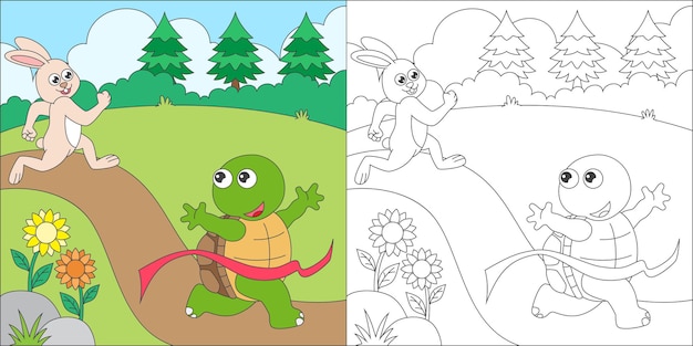 Vector coloring rabbit and turtle