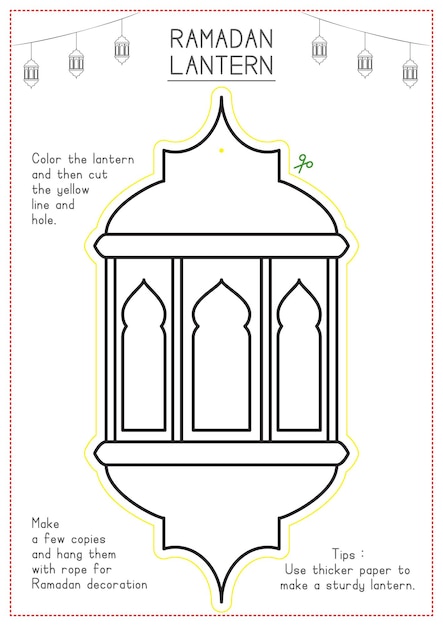 Coloring Ramadan Lantern Decoration for Children Activity