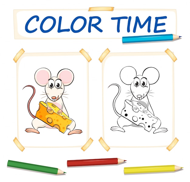 Vector coloring template with cute mouse