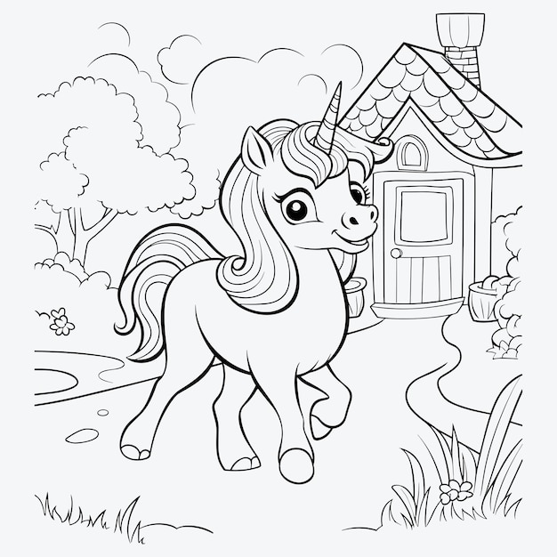 Coloring unicorn in the garden0e3c432290f536c8cf29de9a