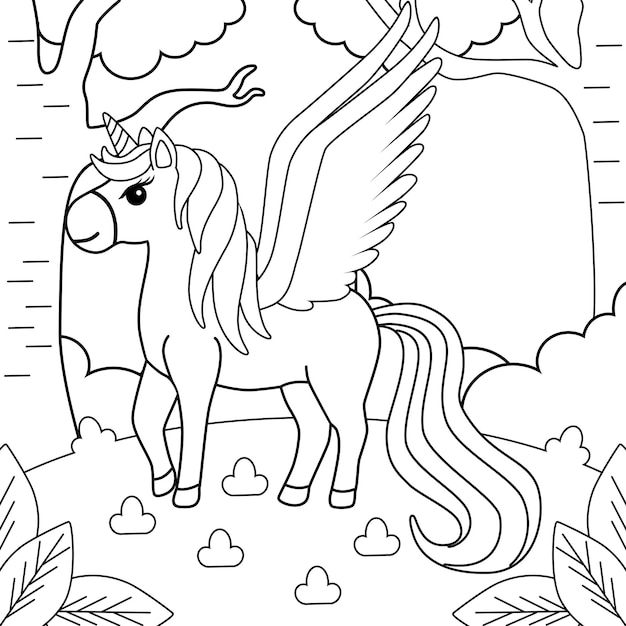 coloring unicorn in the garden