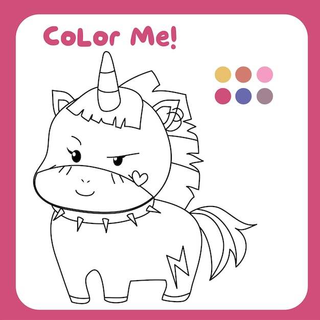 Coloring unicorn worksheet for children. Educational printable worksheet. Motor skills for children.