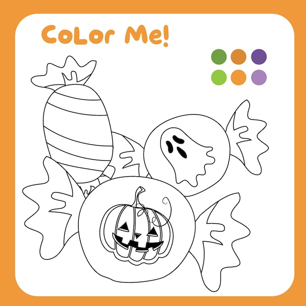 Foglio di lavoro da colorare per bambini. pagina del foglio di lavoro di halloween da colorare. un'attività divertente per i bambini.