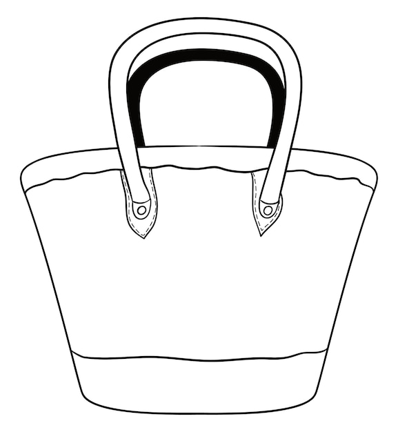 Vector colorless beach handbag in outlines to coloring