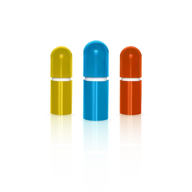 colorless hygienic lipstick in a white plastic tube.   illustration on white background