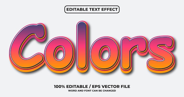 Vector colors editable text effect style