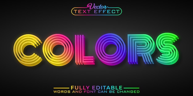 Vector colors editable text effect template